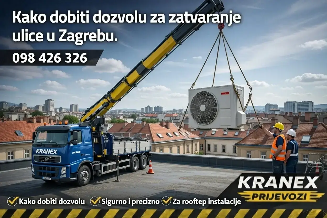 Kako dobiti dozvolu za zatvaranje ulice u Zagrebu – Kranex kran na krovu