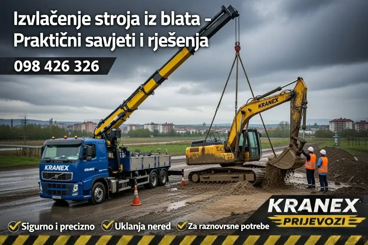 Izvlačenje stroja iz blata – Zagreb i okolica, Kranex kamion s kranom