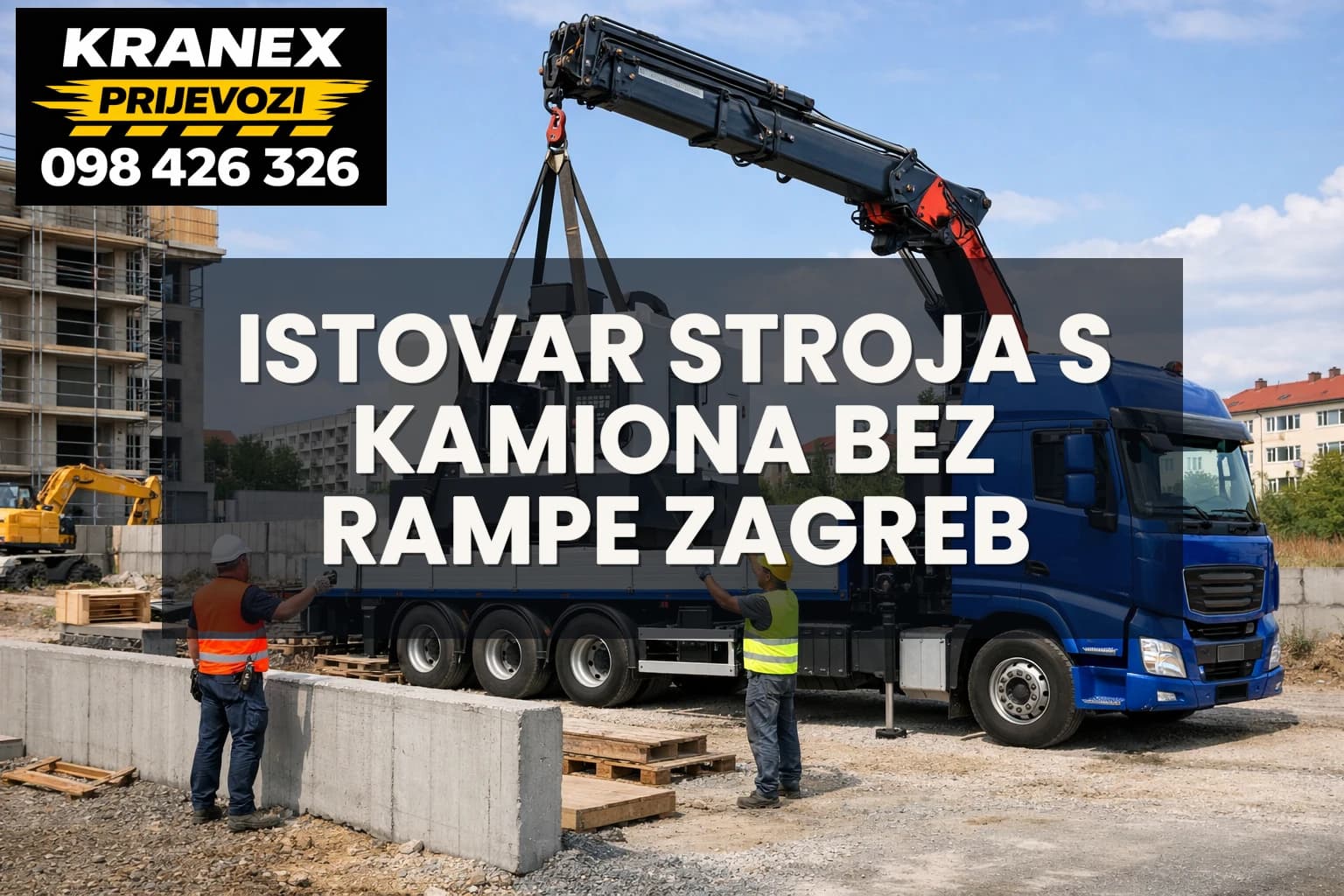 Istovar stroja s kamiona bez rampe Zagreb
