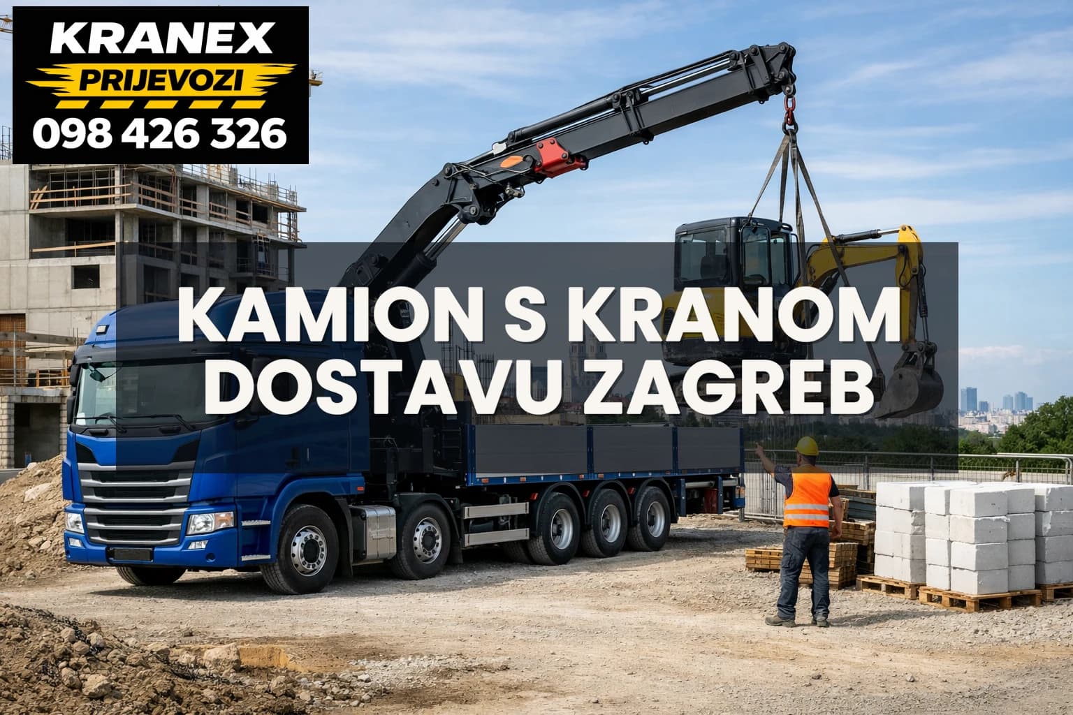Kamion s kranom za dostavu na gradilište Zagreb