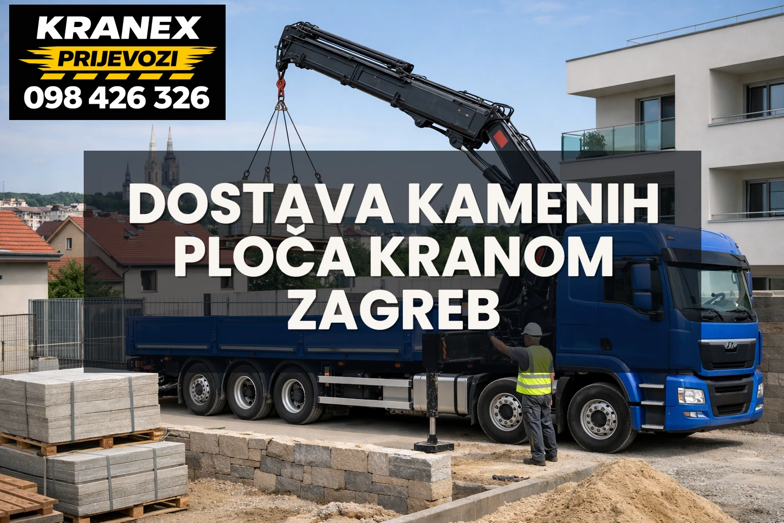 Dostava kamenih ploča kranom Zagreb